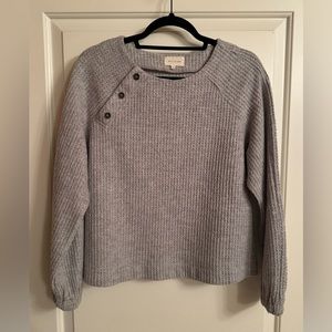 Gray Waffle Sweater with Asymmetrical Button Detailing Size S